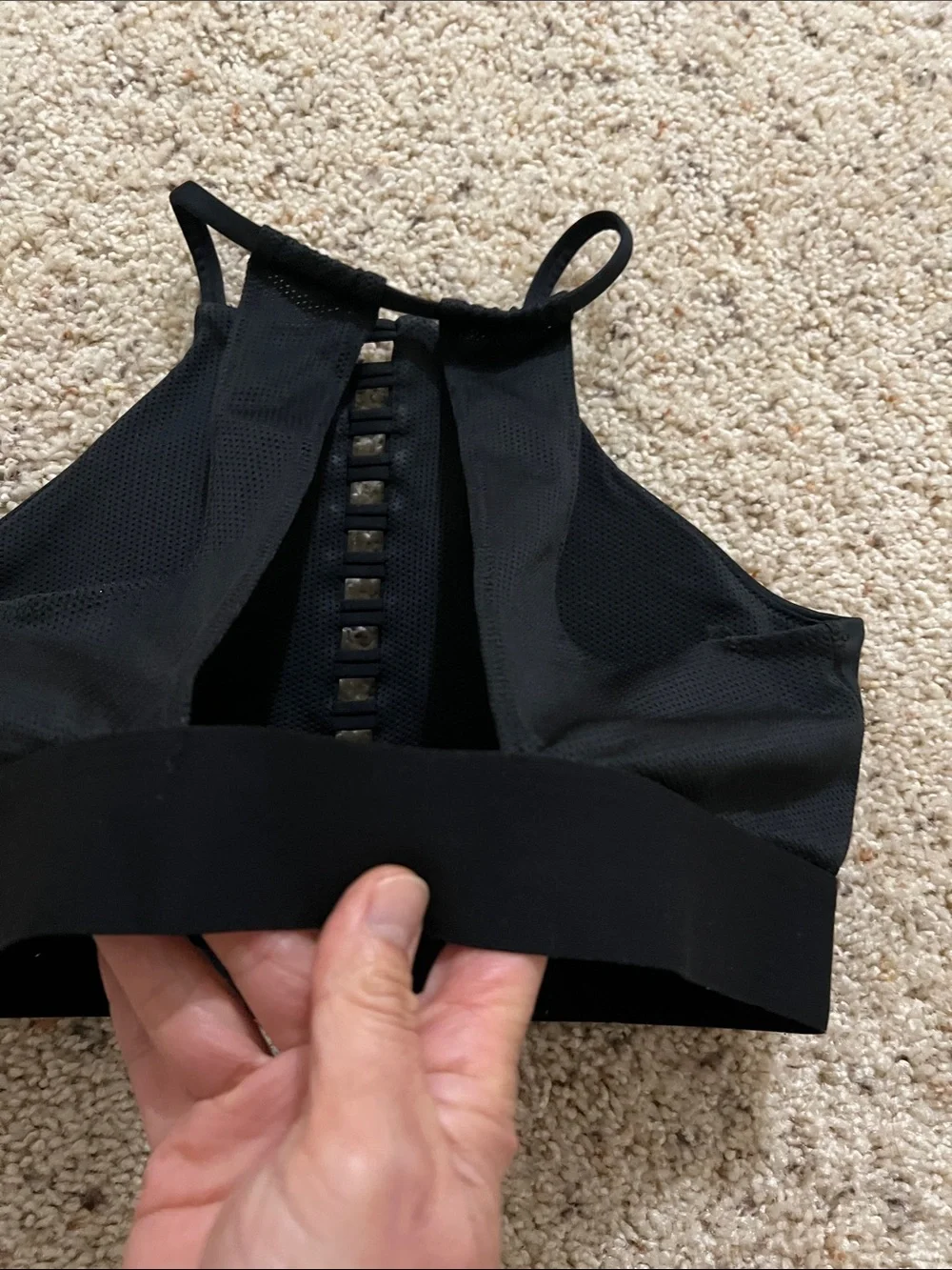 Nike Black High-Neck Ladder-Front Sports Bra